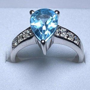 NEW 925 Sterling Silver Genuine Swiss Topaz and Sapphire Ring